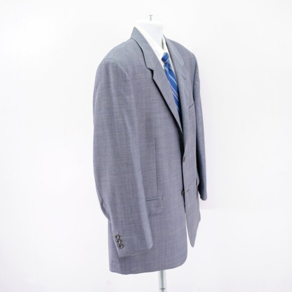 Cesarani Wool Gray Plaid W/ Blue Windowpane 2 Piece Suit 46R 40 / 25.5 Short Leg - Picture 13 of 16